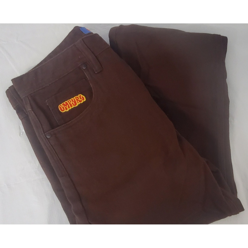 Empyre Relax‎ Brown Baggy Skate Pants 30x27 - Retro Denim Embroidered Logo